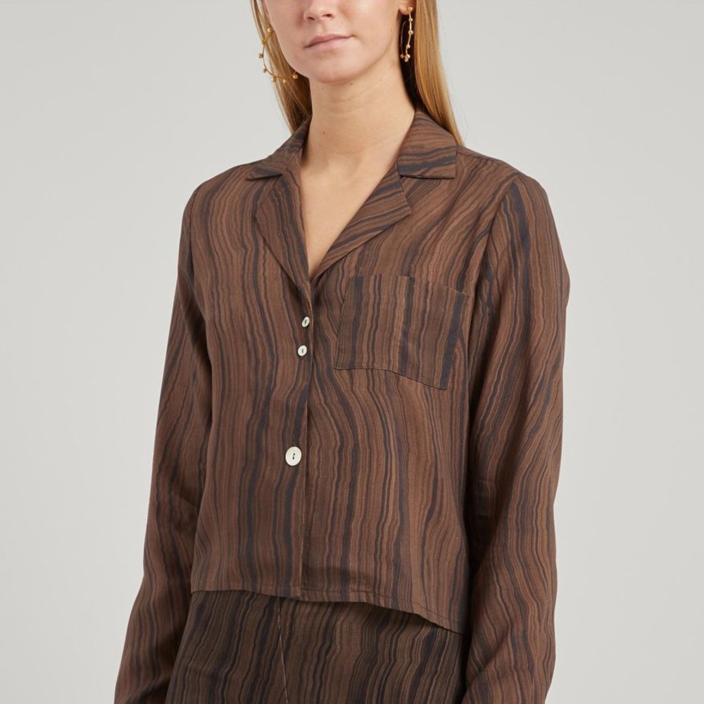 Paloma Wool Moyogi top brown wave printed swirl S
